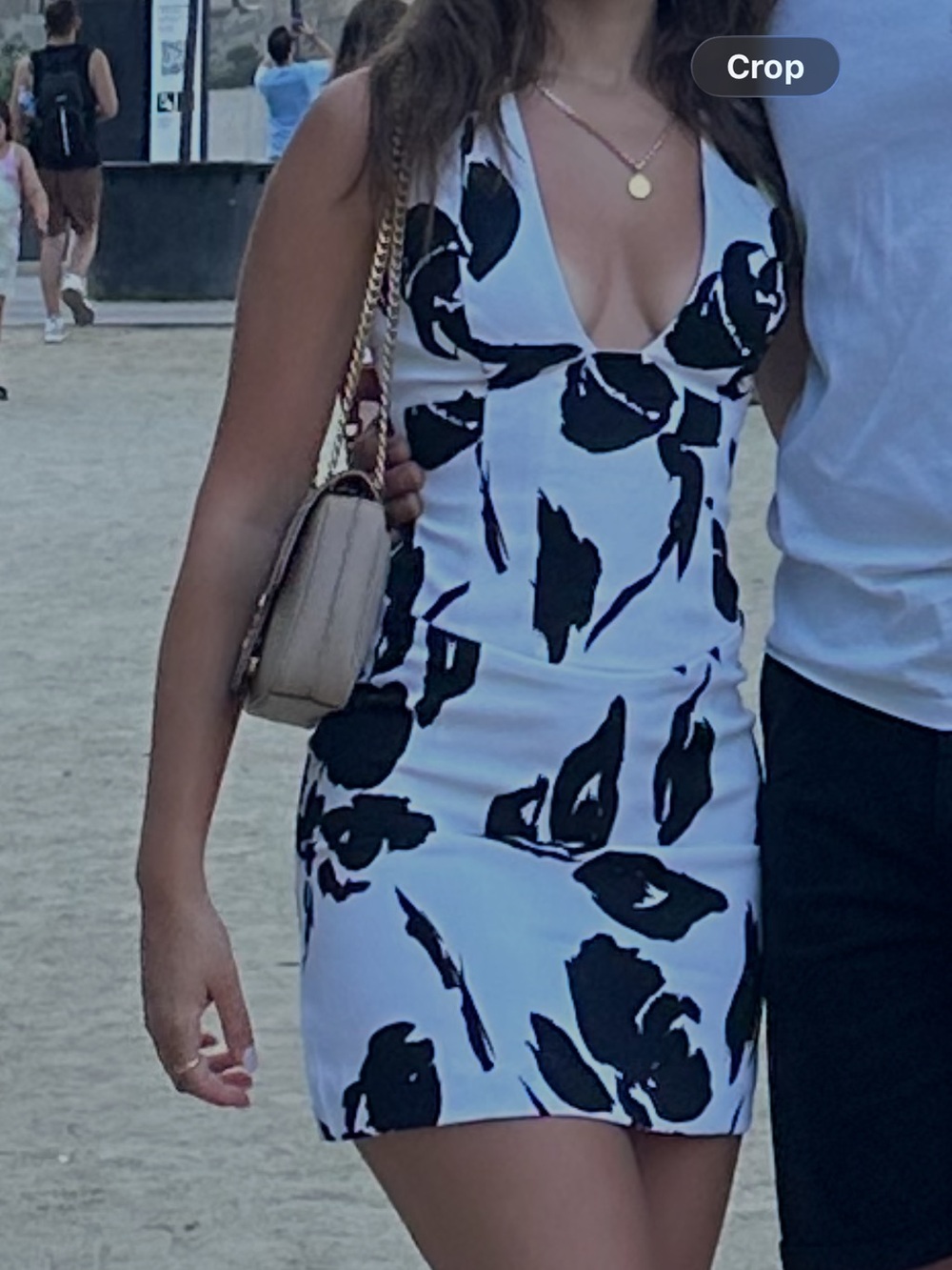 KOOKAI luna corset Black & White Floral Deep V-Neck Sleeveless Mini Dress